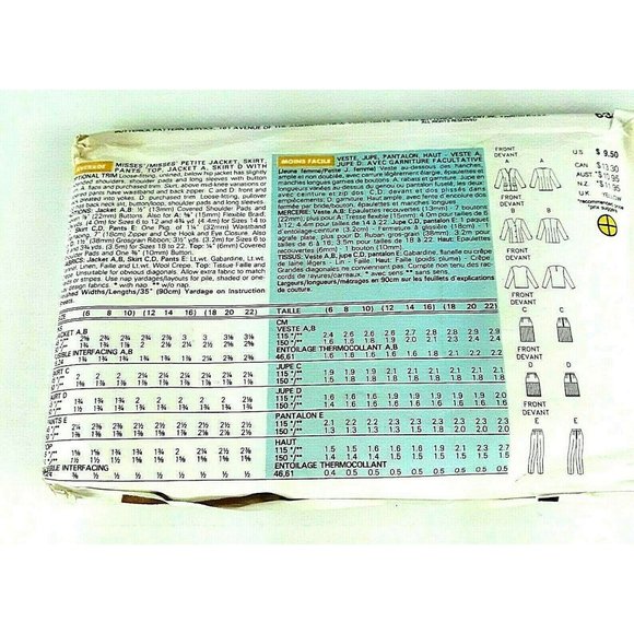 Butterick 6346 Jacket Skirt Pant Top Uncut Pattern - Picture 2 of 2